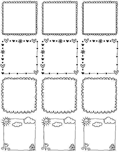 Printable Doodle Borders Labels by InkTreePress | World label Blog | Bloglovin’ Paper Boarders Designs Free Printable, Printable Border Design Free Frames, Copy Border Design, Border Templates Printable Free, Printable Frames And Borders, Free Borders And Frames, Doodle Frames And Borders, Types Of Frames, Free Printable Borders