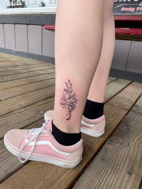 Cat Lily Tattoo, Cat Holding Flowers Tattoo, Cat And Leaves Tattoo, Cat Sniffing Flowers Tattoo, Cat Tattoo Floral, Cat And Rose Tattoo, Plant Cat Tattoo, Cat In Flowers Tattoo, Cat Chasing Butterfly Tattoo