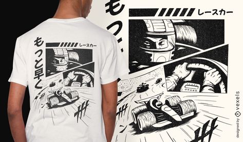 Anime race car comic book t-shirt psd Comic Tshirt Design, Graphic Tee Illustration, Anime Race Car, T Shirt Designs Graphics, Instructional Design Templates, Japanese Quote, Team Tshirt, T-shirt Design Illustration, Shirt Inspiration