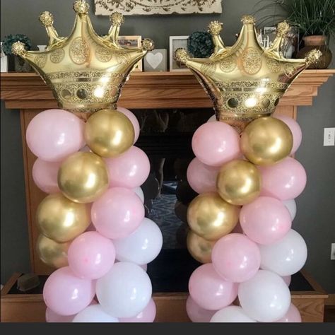 Balloon Set Royalty Baby Shower Theme, Princess Balloon Decorations, Disney Princess Decorations, Crown Balloon, Princess Birthday Decorations, Baby Shower Princess Theme, Princess First Birthday, Princess Balloons, Princess Birthday Party Decorations