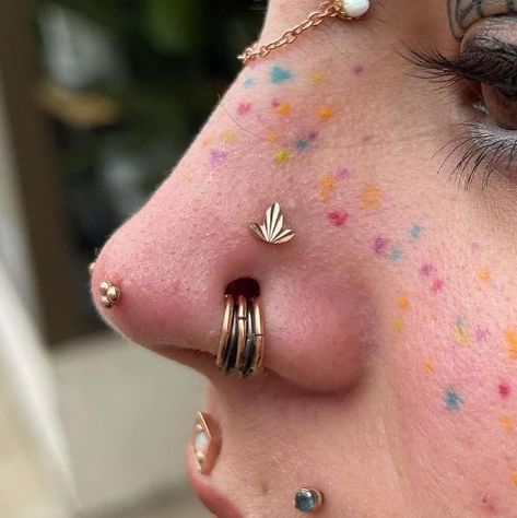 What was your first piercing?😍 ° °credits are tagged ° ° #piercings #piercing #piercinglover #bodymodification #bodymods… | Instagram Rainbow Tattoo Freckles, Color Freckles Tattoo, Rainbow Freckle Tattoo, Confetti Freckles, Stretched Nostrils, Rainbow Freckles Tattoo, Confetti Tattoo, Heart Freckle Tattoo, Rainbow Freckles