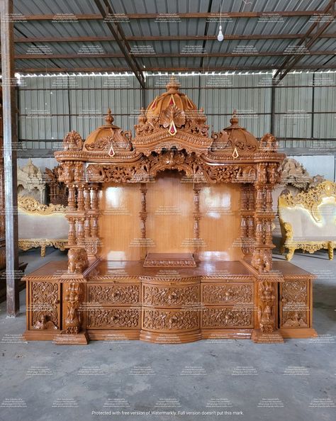 Pooja Room Wooden Design, Wooden Mandir Design Puja Room, Wooden Temple For Home Modern, Wood Temple Design, Mandir Design Puja Room Modern Wooden, Modern Temple Design For Home, Puja Room Design Indian Modern, Wooden Mandir Design, Wooden Pooja Mandir Designs