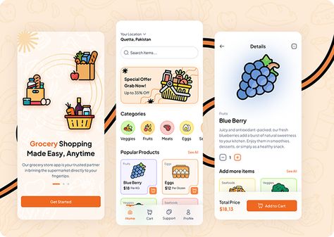 Introducing GroceryPal, the ultimate grocery store app that transforms your shopping experience. With a seamless interface and a comprehensive range of products, GroceryPal brings the supermarket directly to your fingertips. Shop smart, save time, and enjoy the convenience of stress-free grocery shopping. Groceries App, Free Groceries, Mobile App Ui, App Ui Design, Design Ui, Mobile App Design, App Ui, Grocery Shopping, Interactive Design