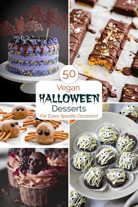 Vegan Dessert Halloween, Vegan Gluten Free Halloween Recipes, Healthy Halloween Sweet Treats, Vegan Halloween Cake, Halloween Air Fryer Recipes, Halloween Vegan Treats, Vegan Halloween Treats, Vegan Halloween Desserts, Vegan Halloween Recipes