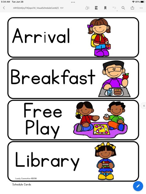 Visual Daycare Schedule, Classroom Routines Preschool, Preschool Classroom Labels, Visual Schedule Preschool, Kindergarten Journals, Classroom Schedule Cards, Preschool Rules, Letter Worksheets For Preschool, Reading Comprehension Kindergarten