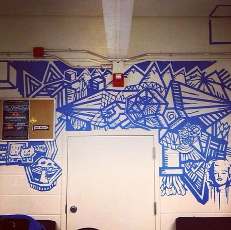 Collaborative Installation, Classroom Murals, Tape Mural, Thoughtful Art, Art Conference, Elementary Art Classroom, Art Collaboration, 8th Grade Art, Tape Art