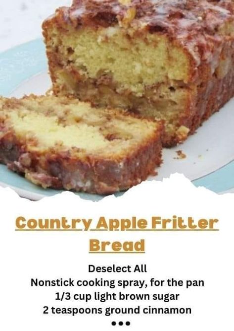 Fantasy food Country Apple Fritter Bread, Apple Bread Recipe, Apple Fritter Bread, Thanksgiving Desserts Easy, Apple Recipes Easy, Apple Fritter, Apple Dessert Recipes, Thanksgiving Food Desserts, Fruit Bread