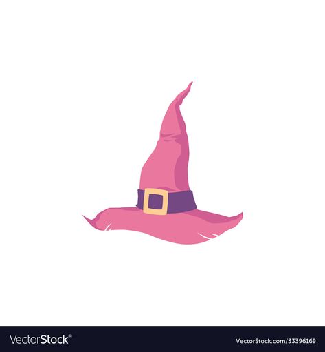 Pointed pink witch hat with buckle halloween vector image on VectorStock Pink Witch Hat, Pink Witch, Halloween Vector, Halloween Hats, Halloween Costume Accessories, Holiday Illustrations, Witch Hat, Vector Background, Transparent Png