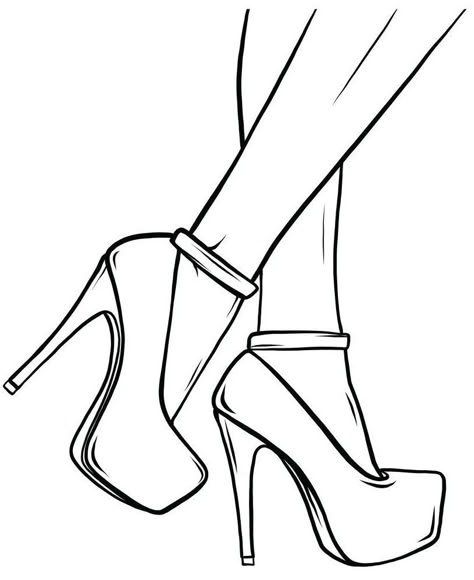 Drawing High Heels, Fashion Coloring Book, Body Image Art, Easy Doodles Drawings, Easy Drawings Sketches, Fashion Figures, Paint And Sip, Dessin Adorable, Coloring Book Art