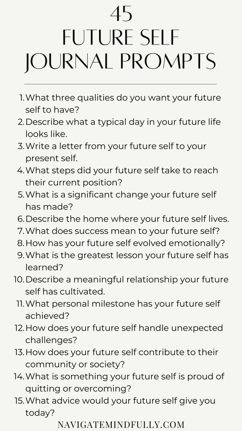 future self journal prompts Am Journal Prompts, Journal Prompts For Self Identity, Powerful Journal Prompts, Who Am I Journaling Prompts, Future Self Questions, Journal Prompts For Breakups, Different Journals To Keep, Teen Journal Prompts, Things To Write About In A Journal