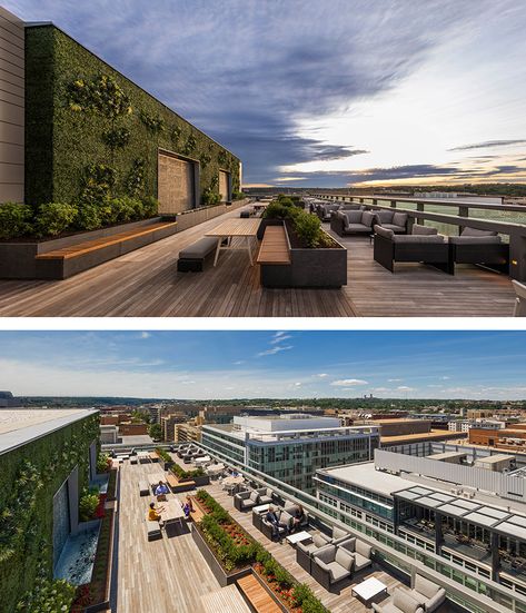 5 Rooftop Amenities Transforming DC's Office Market - FOX Architects Roof Top Amenities, Office Rooftop Design, Rooftop Design Architecture, Office Terrace Design, Landscape Rooftop, Rooftop Office, Amenities Design, Rooftop Amenities, Decor Business Ideas