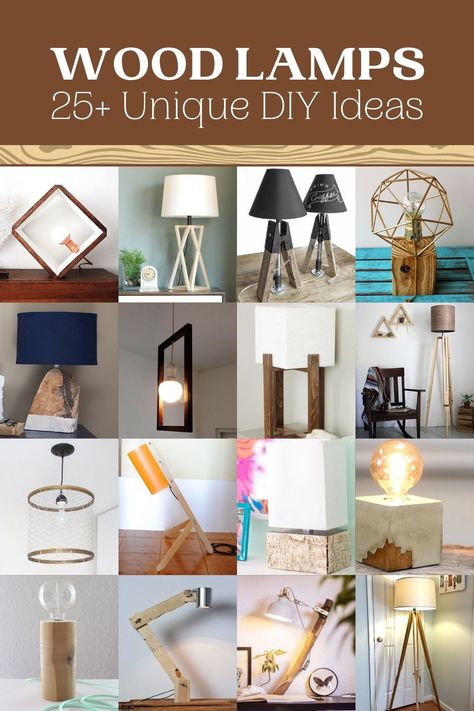 Wooden Table Lamp Diy, Diy Bedside Lamp Ideas, Diy Table Lamp Ideas, Diy Wood Lamp, Ideas Bedroom Decoration, Homemade Lamps, Diy Floor Lamp, Diy Table Lamp, Geometric Lamp