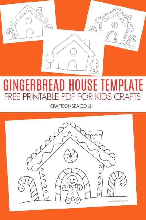 Diy Gingerbread House Templates, Gingerbread Man House Crafts For Preschoolers, Gingerbread House Printable Template, Free Gingerbread House Template, Paper Gingerbread House Craft, Free Gingerbread House Printables, Preschool Gingerbread House Craft, Printable Gingerbread House Template, Gingerbread Name Craft