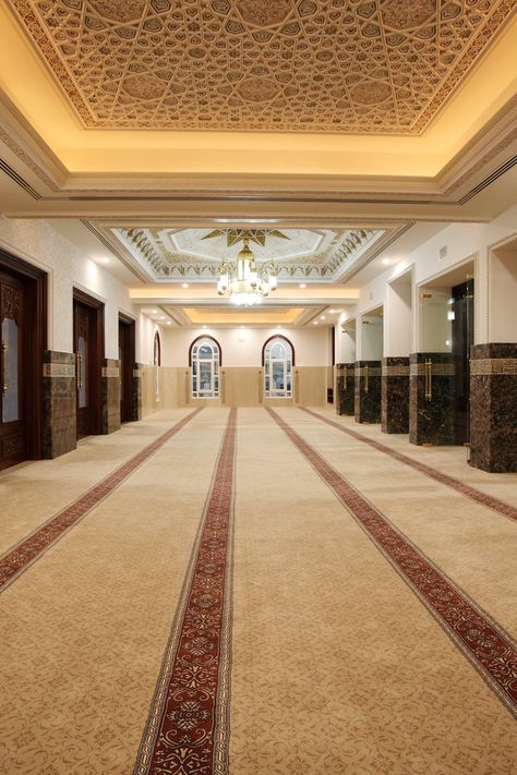 Masjid Interior, Modern Islamic Interior, Interior Masjid, Masjid Design, Mosque Carpet, Wood Interior Walls, Mosque Interior, Mosque Design Islamic Architecture, Islamic Interior Design