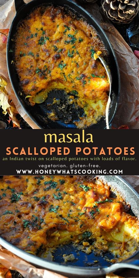 Masala Scalloped Potatoes Whats Cooking, Thanksgiving Foods, Scalloped Potato Recipes, Scalloped Potatoes, Free Living, Potato Casserole, Cooking Prep, Potato Dishes, Indian Recipes