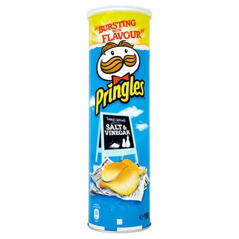 salt and vinegar crisps Pringles Salt And Vinegar, Salt And Vinegar Crisps, Pringles Chips, Pringle Flavors, Salt And Vinegar, Pantry Fridge, Flavored Salts, Road Trip Snacks, Foreign Food