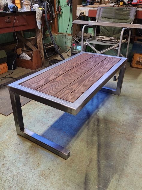 Rustic. Industrial. Welded. Steel. Wood. Custom. Welding Coffee Table Projects, Metal Legs For Coffee Table, Welded Coffee Table, Welding Furniture Projects, Coffee Table Blueprints, Steel Coffee Table Design, Welding Furniture, Tee Table, Wood And Metal Coffee Table