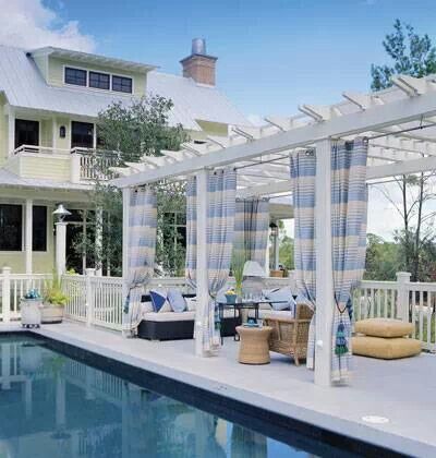 . Poolside Cabana, Pool Cabana, Pergola Design, Patio Style, Outside Living, House With Porch, Pergola Designs, Pool Patio, Outdoor Oasis