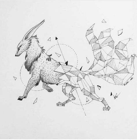 nine tailed fox by Abezabe Stylo Art, Illustration Kunst, Kerby Rosanes, Drawing Hands, Pokemon Tattoo, Geometric Drawing, Geometric Animals, Pokemon Fan Art, 판타지 아트