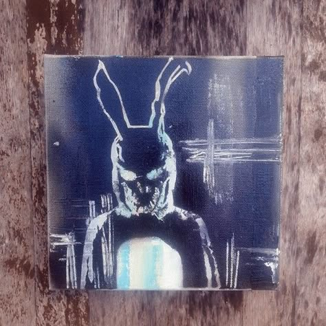 Donnie Darko Painting, Donnie Darko Drawing, Donnie Darko Rabbit, Easy Pen Drawing, Smurf Village, Rabbit Painting, Donnie Darko, Clockwork Orange, Picture Icon