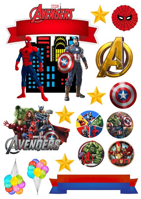 AVENGER TOPPER Avengers Topper, Avengers Cake Topper, Avengers Cake, Avengers Theme, New Birthday Cake, Avengers Birthday, Barbie Barbie, Avengers Wallpaper, Happy 2nd Birthday