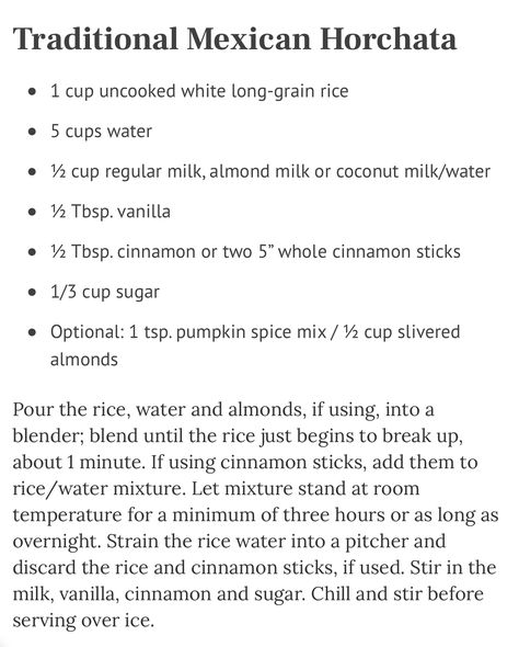 Homemade Horchata Easy, Home Made Horchata, Authentic Horchata Recipe, Traditional Horchata Recipe, Horchata Cold Brew Recipe, Diy Horchata Recipes, Authentic Horchata Recipe Mexican, Diy Horchata, Horchata Recipe Authentic