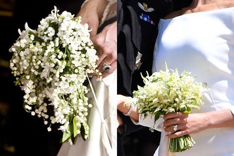 Bouquet- HarpersBAZAAR.com Lily Of The Valley Wedding Bouquet, Princess Beatrice Wedding, Lily Of The Valley Bouquet, Middleton Wedding, Detail Couture, Simple Beach Wedding, Kate Middleton Wedding, Wedding Bouquets Bride, Royal Brides