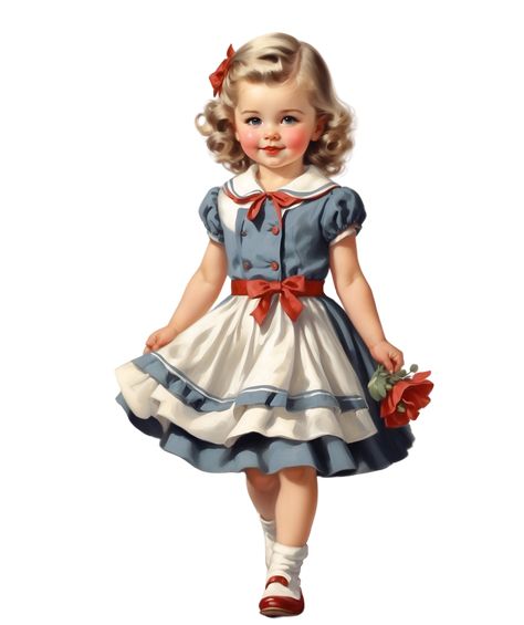 1950s Children Fashion, 1950s Kids Fashion, 1950s Girls Fashion, Vintage Kids Fashion, Vintage Kids Clothes, Vintage Girls Dresses, Vintage Paper Dolls, Girls Prints, Vintage Girls