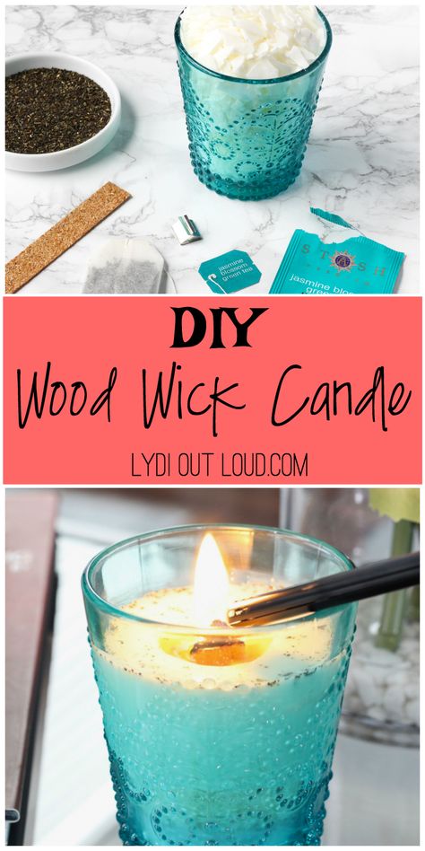 DIY Wood Wick Candle #diycandles #homemadecandles #diygiftideas #woodwickcandles Jasmine Diy, Diy Candle Wick, Wood Wick Candle, Valentines Pillows, Candle Wick, Diy Candle, Diy Simple, Wood Wick Candles, Diy Holz