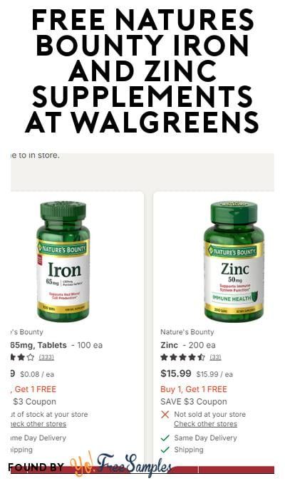 2 FREE Natures Bounty Iron and Zinc Supplements at Walgreens
https://yofreesamples.com/samples-without-surveys/free-natures-bounty-iron-and-zinc-supplements-at-walgreens Natures Bounty, Zinc Supplements, Nature's Bounty, Immune Health, Free Coupons, Free Stuff, Health