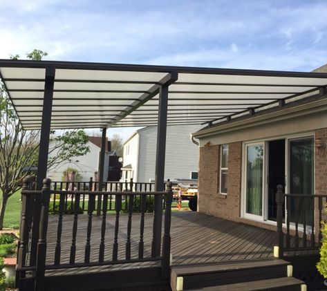 Add Covered Deck To House, Awning Attached To Roof, A Frame Patio Cover, Deck Covering, Add Cover To Existing Deck, Fence Around Patio, Deck Bottom Cover Ideas, Deck Roofing Ideas, Deck Covers Ideas Patio Shade