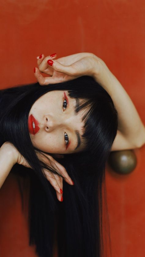 Leslie Zhang, Fashion Editorial, Fashion Photography, Editorial, Nail Polish, China, Orange, Nails, Wall