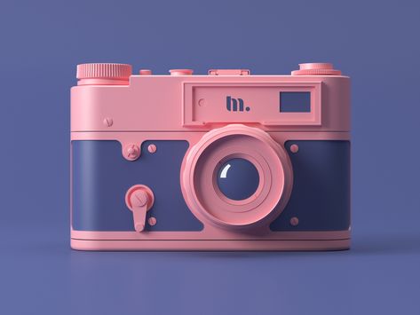 Photo camera by Mike Protsenko | Dribbble | Dribbble Camera Ideas, 3d Cinema, 3d Camera, Aesthetic Objects, Camera Design, Cute Camera, Photo Camera, Isometric Illustration, Camera Icon