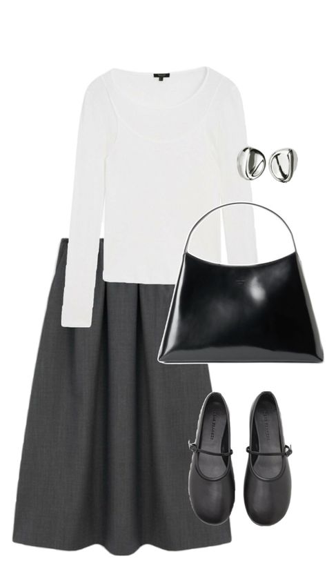 massimo dutti | skirt long | grey skirt | elegant Grey Skirt Outfit, Gray Skirt Outfit, Long Grey Skirt, Skirt Elegant, Long Skirt Outfits, Grey Skirt, Fall Inspiration, Elegant Skirt, Outfit Inspiration Fall