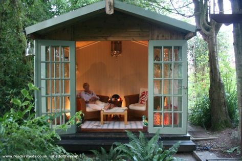 The lodge is an entrant for Shed of the year 2015 via @unclewilco  #shedoftheyear Garden Summer House Ideas, Timber Frame Pergola, Retreat Cabin, Summer House Ideas, Door Lighting, Steve Jones, Fern Garden, Shed Of The Year, Garden Cabins