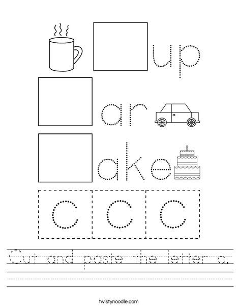 Cut and paste the letter c Worksheet - Twisty Noodle Letter C Worksheet, C Worksheet, Letter Matching Worksheet, Letter C Worksheets, Preschool Alphabet Letters, Letter Worksheets Kindergarten, Special Education Reading, Alphabet Letter Worksheets, Letter Recognition Worksheets