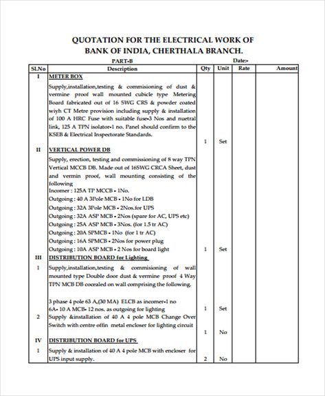 7+ Electrical Quotation Templates - Free Word, Excel, PDF Format Download | Free & Premium Templates Inbox Me Format, Business Flow Chart, Electrical Estimating, Electrical Business, Invoice Layout, Electrician Work, Quotation Format, Process Flow Diagram, Unit Rate