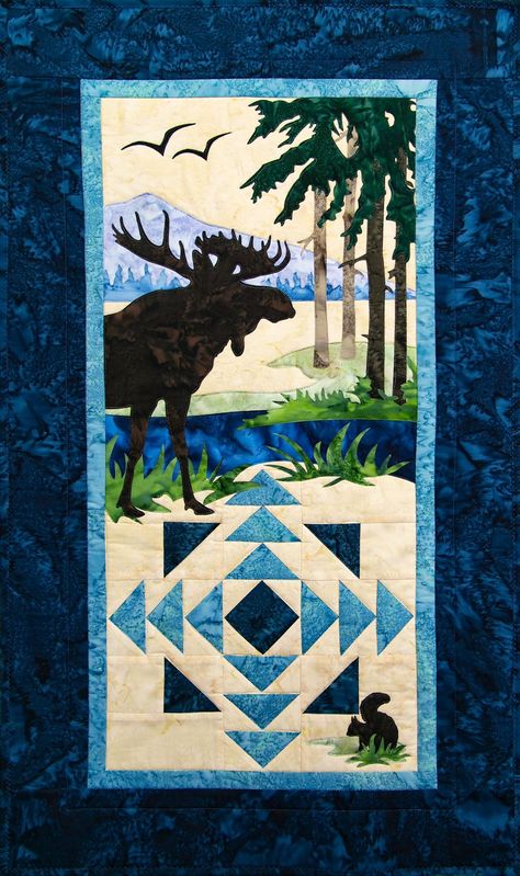 Moose Creek Wilderness Ridge Kit - 639912000480 Moose Quilt, Wildlife Quilts, Row Quilt, Creek Art, Landscape Quilt, Landscape Quilts, Animal Quilts, Row By Row, Personalized Quilt