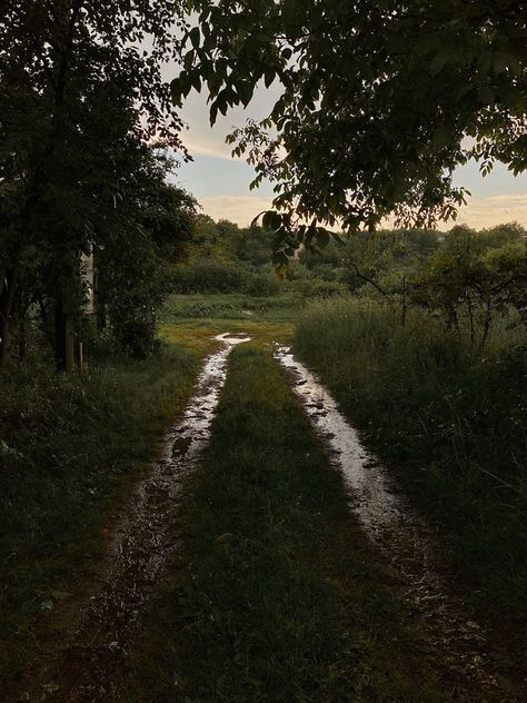 Countryside village aesthetic path after rain Countryside Village Aesthetic, Poor Village Aesthetic, Rainy English Countryside, Scrapyard Aesthetic, Dark Village Aesthetic, English Village Aesthetic, Small Village Aesthetic, After Rain Aesthetic, Rain Village