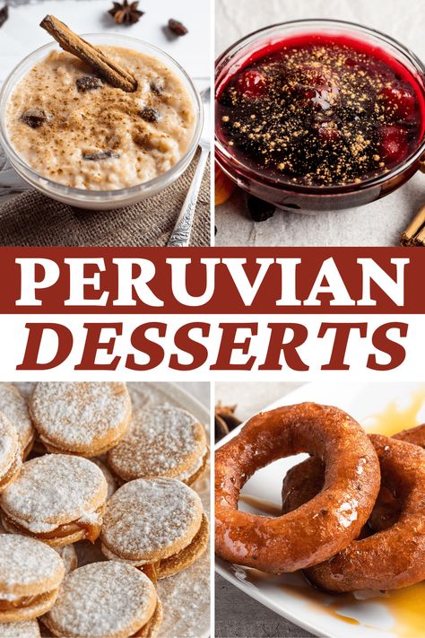 Get an authentic taste of Peru with these Peruvian desserts! These recipes are easy, traditional, and will satisfy your sweet tooth! Peruvian Desserts Easy, Gluten Free Peruvian Food, Peruvian Crockpot Recipes, Peruvian Snacks, Peruvian Cookies Recipes, Picarones Peru Recipe, Peruvian Bread, Peruvian Desserts Recipes, Peruvian Food Recipes