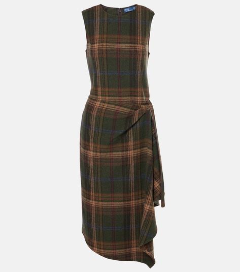 Plaid wool-blend midi dress in green - Polo Ralph Lauren | Mytheresa Vintage Designer Aesthetic Fashion, Vintage Plaid Dress, Holiday Clothes, Vintage Ralph Lauren, Ralph Lauren 90s, Vintage Midi Dresses, Victoria Beckham Dress, Thanksgiving Fashion, Classy Winter Outfits