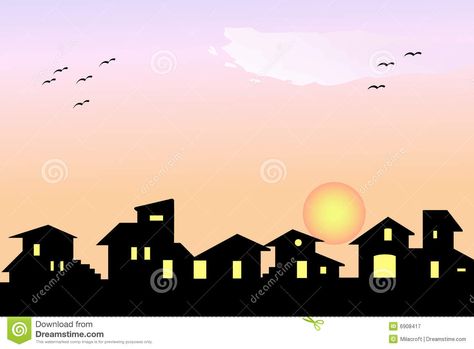 Row of Houses Silhouette | Little Village Silhouette Royalty Free Stock Photography - Image ... Village Silhouette, Aluminium Jewellery, Stock Photography Ideas, Sunrise Background, House Silhouette, Silhouette Drawing, Art Studio Ideas, Skyline Silhouette, Styled Stock Photography