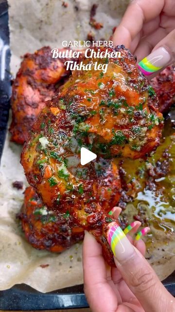 🍷🍴🍯 Nickoy Binning 🌽🍇🍒🍸 on Instagram: "GARLIC HERB BUTTER CHICKEN TIKKA CHICKEN  LEG, LEMON YELLOW RICE AND MINT SAUCE 🇮🇳🏆🤩😍💥🤤💃🏽🎯🔥🎉🚦💣. @ksnice_n_spice  Succulent Juicy an Explosion of flavours Garlic herb butter Chicken tikka, it is shockingly quick and easy to make as well. Chicken tikka is bursting with bold, smoky, and as-spicy-as-you-want-it flavors, super juicy, and is going straight to the “favorite” file.  It makes a fabulous easy weeknight meal that can go directly on the grill once marinated or is tasty enough for prep ahead entertaining. Used @walkerswood green seasoning which added that extra flavour 🔥🔥🔥. . . DM FOR MORE INFO TO GET MY DAILY RECIPES. Comes with the lemon yellow rice recipe and mint sauce. . . #tandoorichicken #indianfood #chicken #food #l Chicken Legs On The Grill, Garlic Herb Butter Chicken, Herb Butter Chicken, Butter Chicken Spices, Tikka Chicken, Chicken Tikka Recipe, Yellow Rice Recipe, Green Seasoning, Yellow Rice Recipes