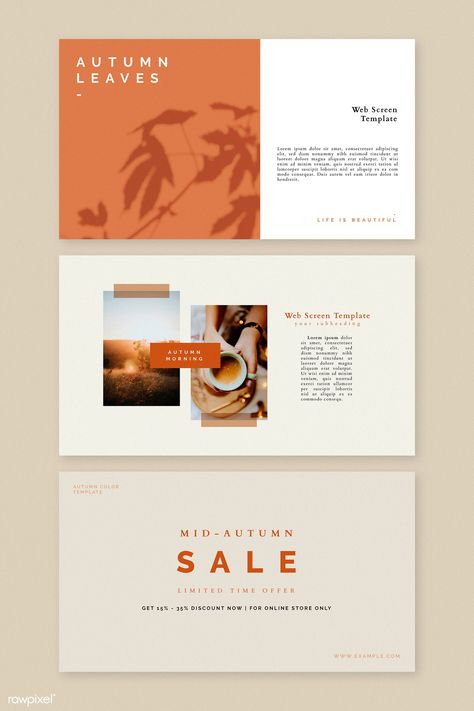 Autumn Branding, Autumn Graphic Design, Autumn Social Media, Autumn Layout, Social Media Blog, Web Mockup, Social Templates, Blog Template, Envelope Template