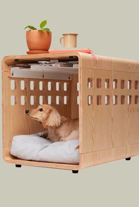 Gone are the days when dog crates cramped your space and style. We evaluated the top dog crate furniture pieces that double as home decor. Luxury Pet Furniture, Portable Dog Crate, Crate Side Table, Plastic Crate, Dog 101, Puppy Essentials, Puppy Items, Dog Den, Indoor Dog House