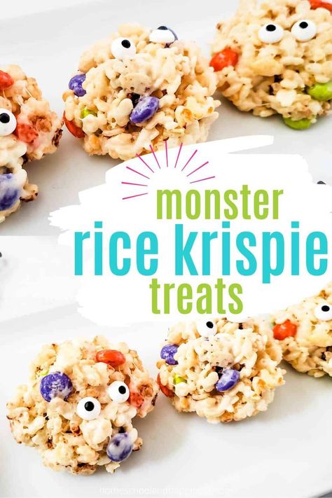 Monster Rice Krispie Treats Recipe Monster Rice Krispie Treats, Rice Krispie Treats Recipe, Fun Halloween Desserts, Spicy Chili Recipe, Monster Treats, Halloween Cookie Recipes, Krispie Treats Recipe, Easy Gluten Free Desserts, Spooky Food