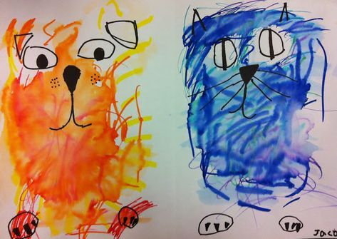 Art Lessons For Elementary, Dog Art Projects, Kindergarden Art, Color Art Lessons, Grade 1 Art, Elementary Art Classroom, Childrens Art Projects, Kindergarten Art Lessons, Preschool Art Projects