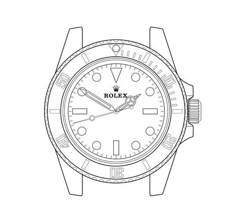 Dive watch vector by AR DESIGN on @creativemarket Watch Design Sketch, Watch Template, Bear Anatomy, Watch Illustration, Submariner No Date, Watch Sketch, Tufting Rugs, Ar Design, Tattoo Samples