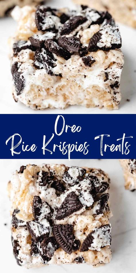 Oreo Rice Crispy Treats, Oreo Rice Krispies, Oreo Rice, Cupcakes Oreo, Oreo Fluff, Dessert Oreo, Krispie Treats Recipe, Marshmallow Treats, Cereal Treats