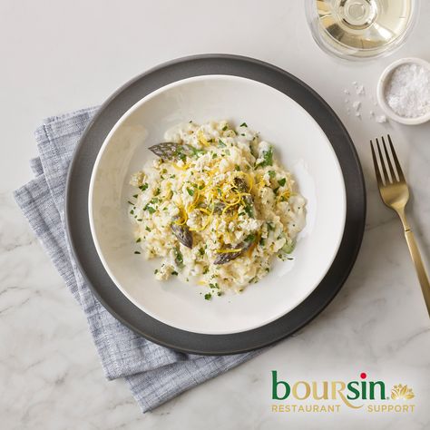 When you bring Boursin Garlic & Fine Herbs and Parmigiano-Reggiano together, you get this savory and riveting Lemon & Asparagus Risotto from Sepia Chicago. Chef Andrew Zimmerman’s take on a classic Italian staple is a true flavorful delicacy. Click to learn more. #forallforgood #saverestaurants Boursin Risotto, Lemon Asparagus Risotto, Girly Cocktails, Asparagus Risotto, Lemon Asparagus, Boursin Cheese, Risotto Recipe, Grain Salad, Best Italian Recipes